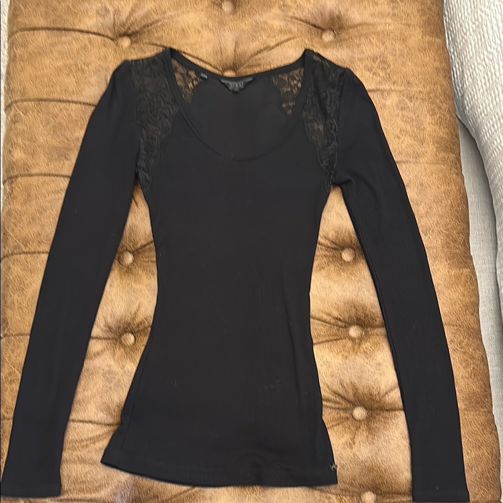 Elegant Black Lace Detail Women's Top